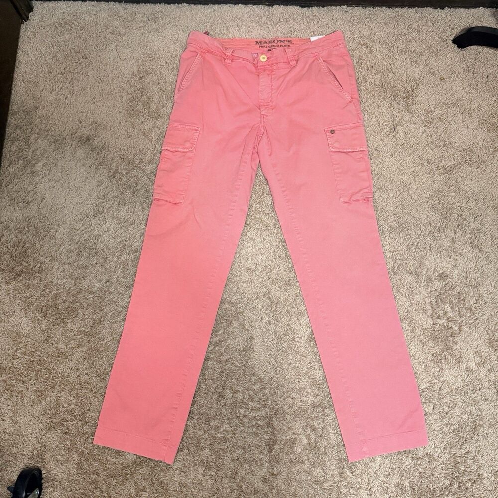 MASON's  "LIBERTADOR " Salmon CARGO PANTS Made In Italy Men’s Size 32 X 31.5 Red